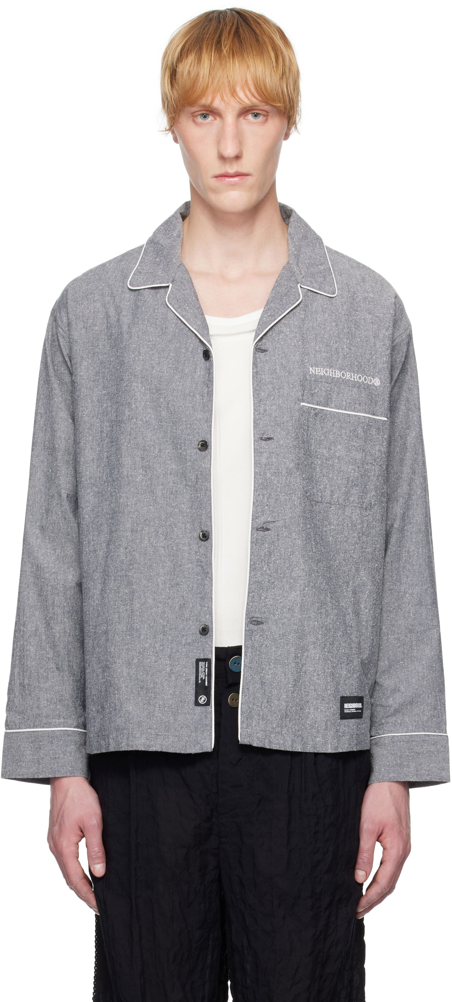 Košeľa Neighborhood Neighborhood Long Sleeve Pajama Shirt Šedá | 251TSNH-SHM10, 0