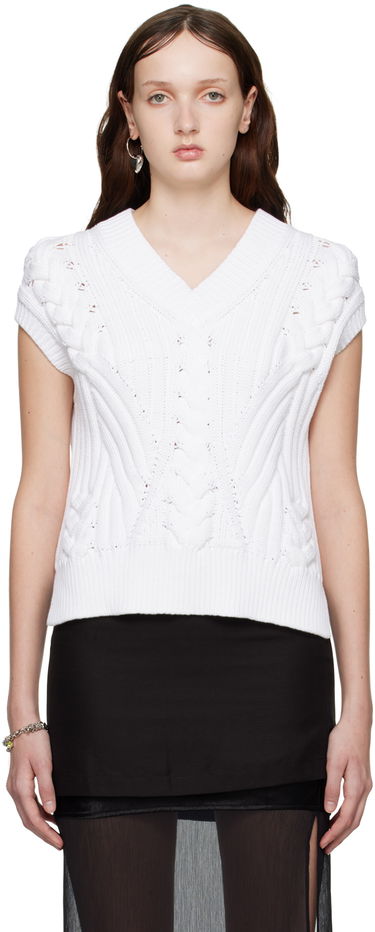 Sveter Helmut Lang Cable Knit Vest Biela | N01HW716, 0