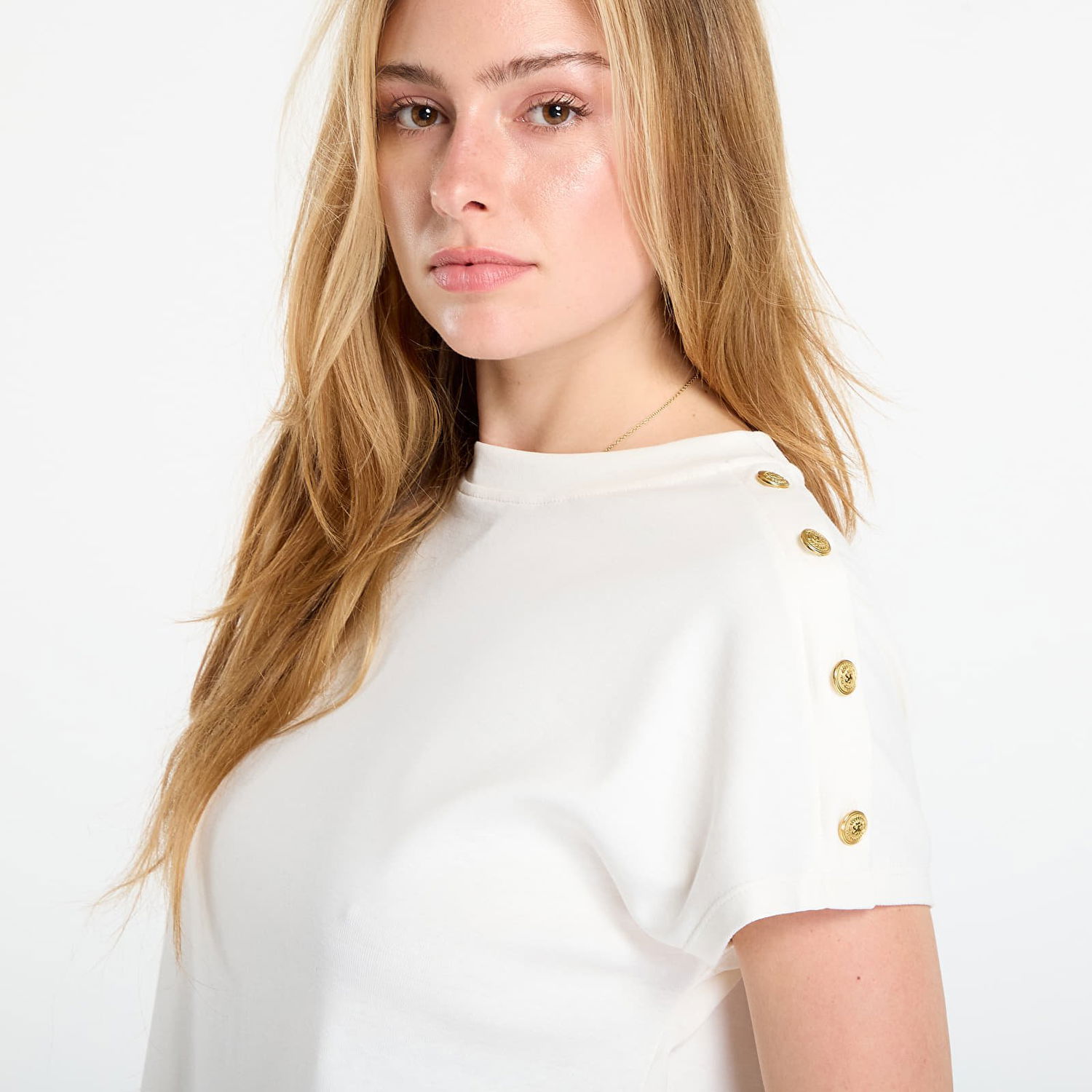 Tričko Tommy Hilfiger Tommy Hilfiger Gold Button Short Sleeve T-Shirt Biela | WW0WW47455 YA8, 1