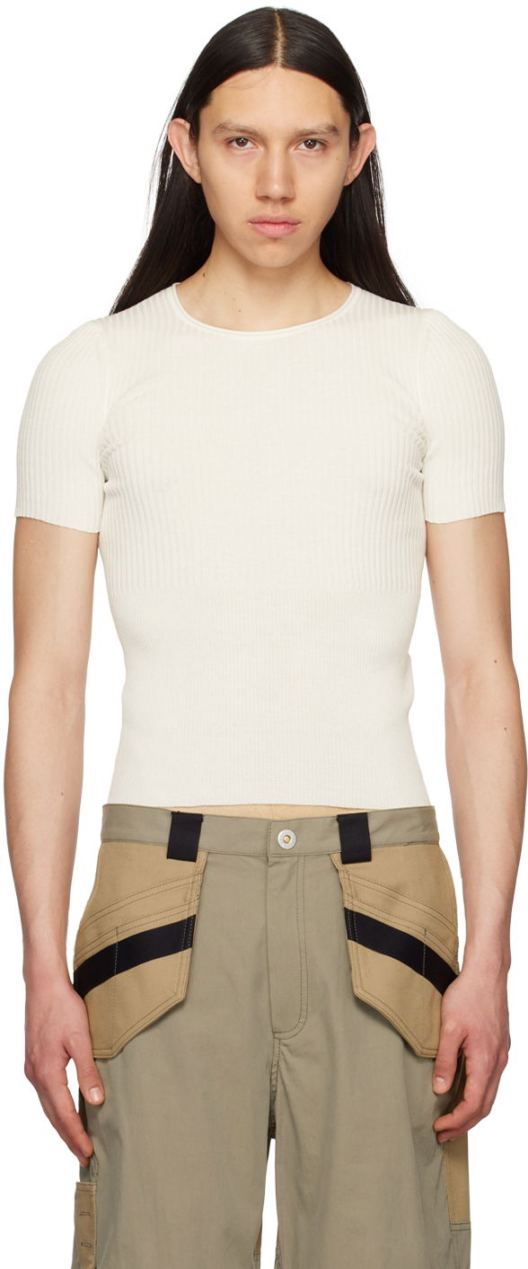 Crop Top Dion Lee Dion Lee Gradient Rib T-Shirt Biela | C7192S23, 0