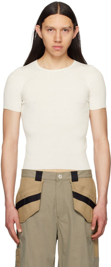 Crop Top Dion Lee Dion Lee Gradient Rib T-Shirt Biela | C7192S23, 0