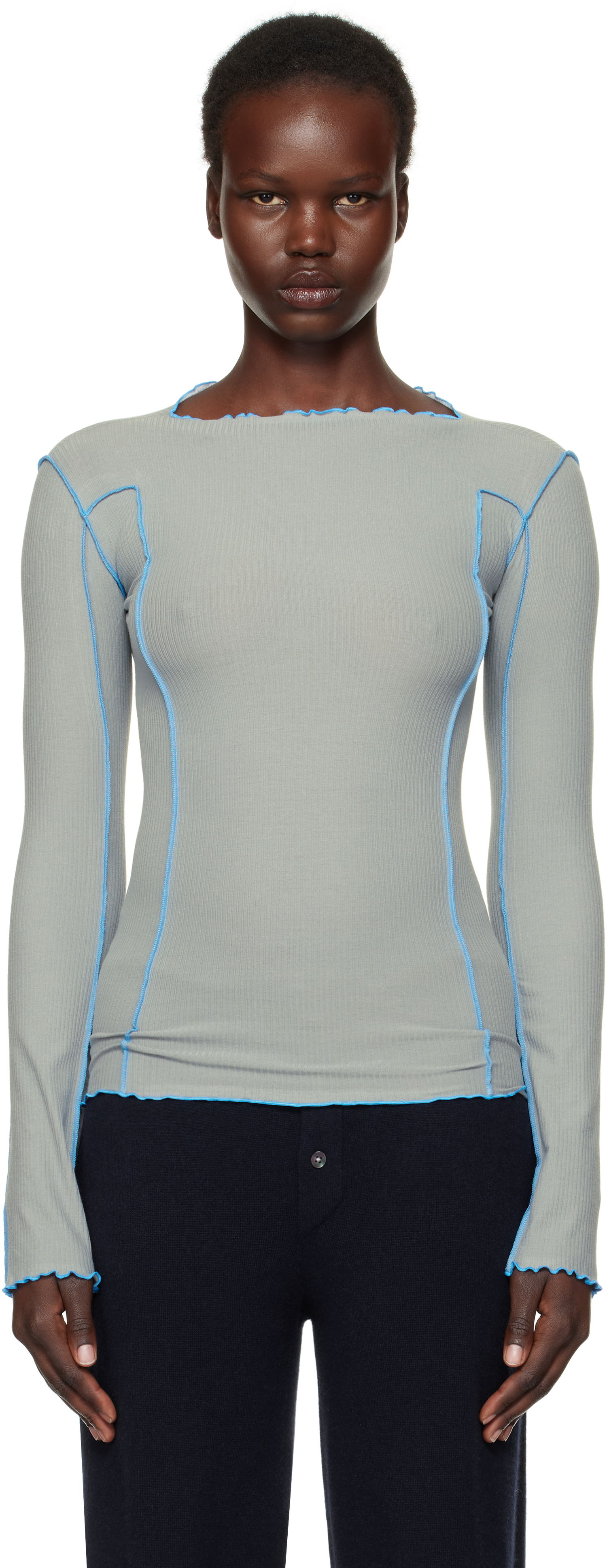Tričko Baserange Baserange Omato Long Sleeve T-Shirt Šedá | TTML-RB-SP25, 0