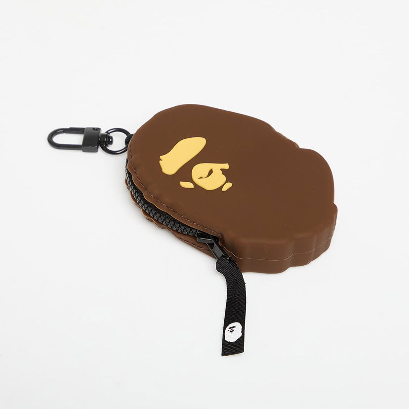 Peňaženka BAPE Ape Head Silicone Zippered Coin Case with Carabiner Hnedá | 001SGL801011MBRW