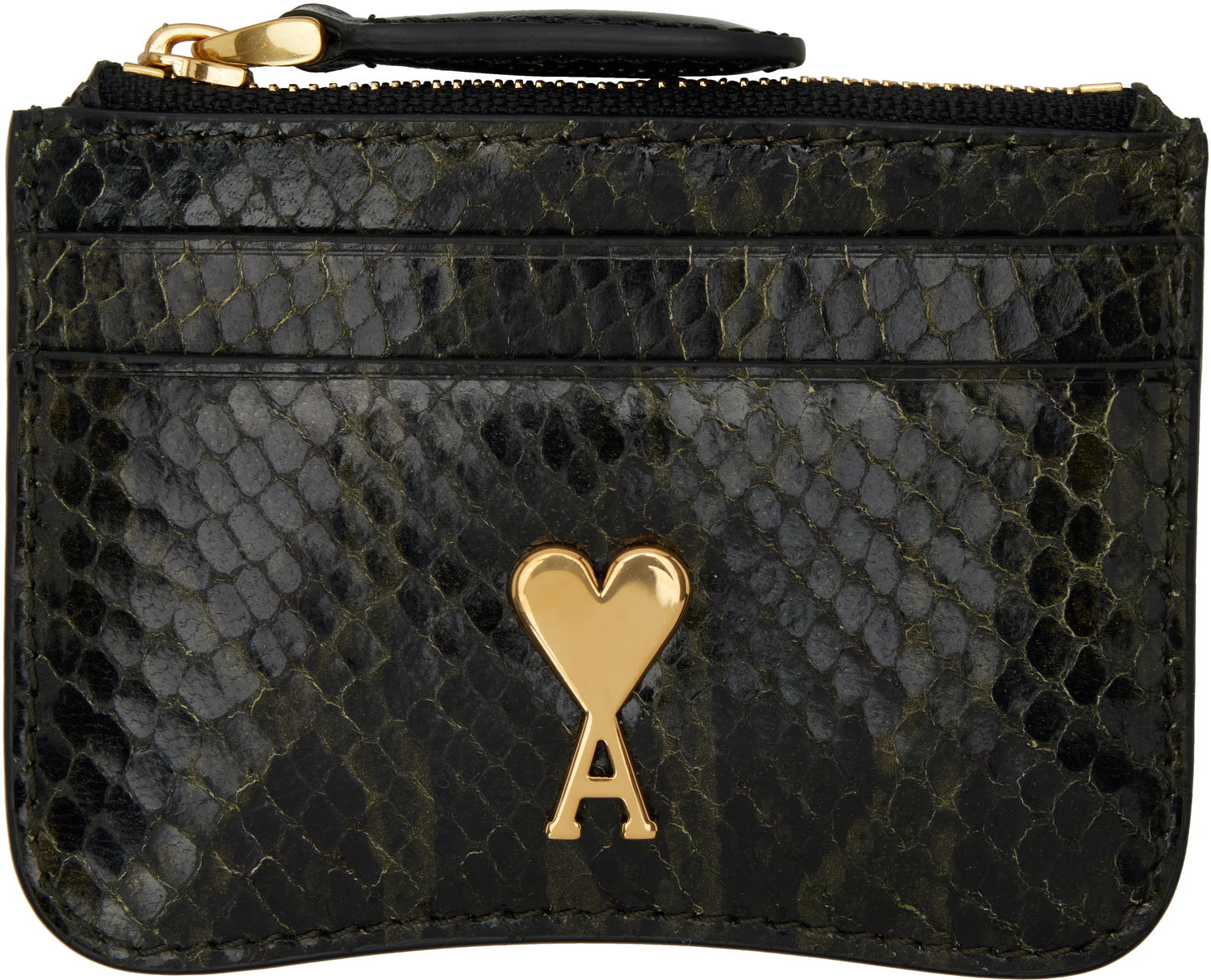 Peňaženka AMI AMI Paris Leather Zipped Card Holder Čierna | USL105.AL0106, 0
