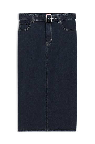 Sukňa BOSS Buckled Belt Midi Denim Skirt Modrá | 50541495, 0