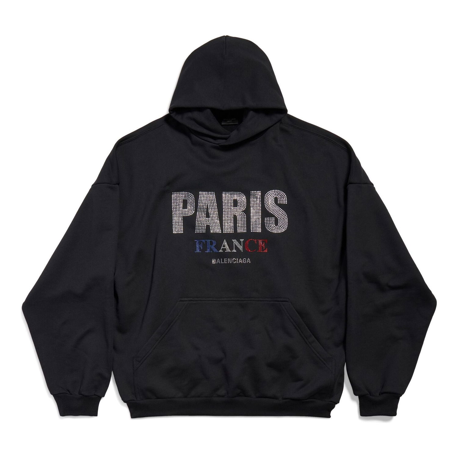 Mikina Balenciaga Paris Strass Black Hoodie Čierna | 803265TRVL41000, 0