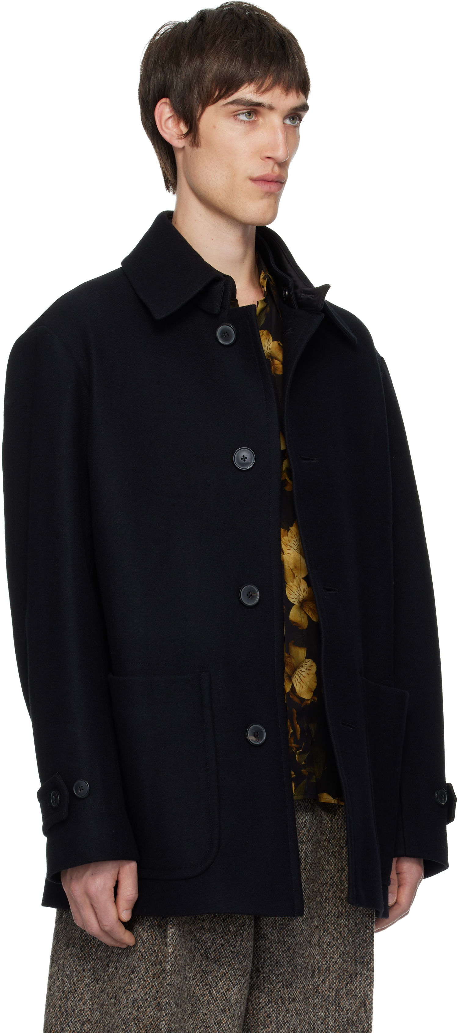 Kabáty Dries Van Noten Single-Breasted Wool Coat Čierna | 252-020239-2216, 1