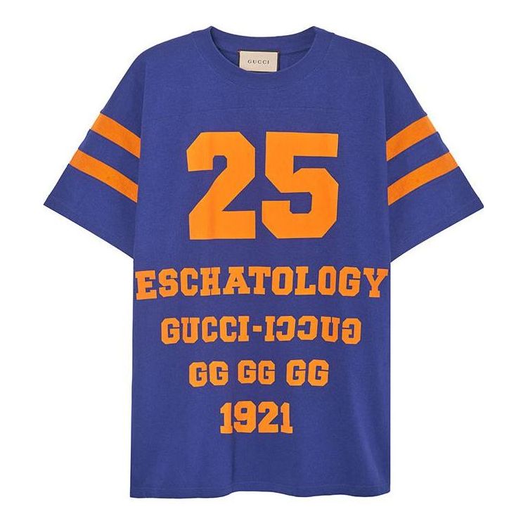 Tričko Gucci Logo Football T-Shirt Modrá | 655459-XJDHG-4323, 0