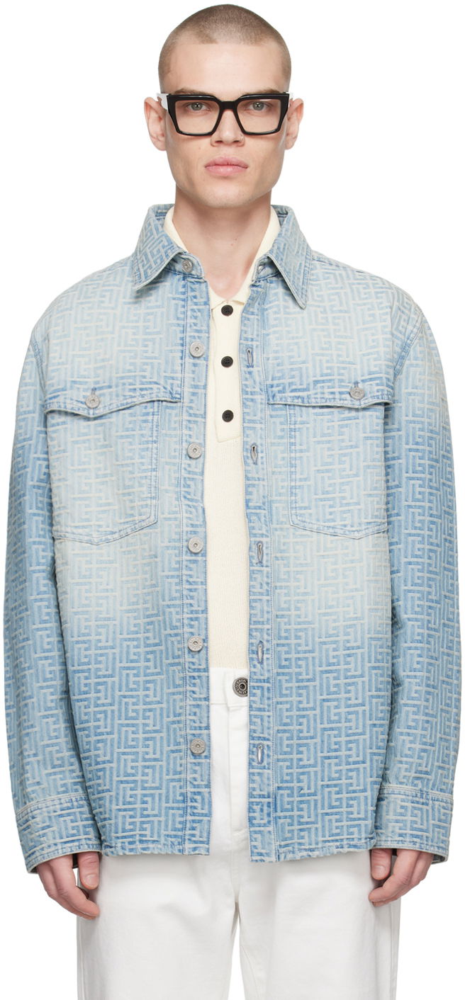 Košeľa Balmain Monogram Denim Shirt Modrá | CH1HC088DD27, 0