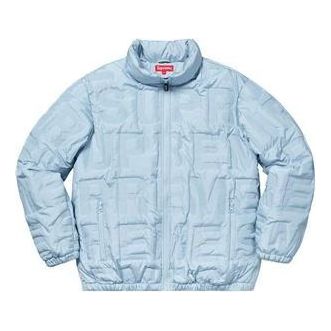 Prešívaná bunda Supreme Designer Logo-Print Puffy Jacket Modrá | SUP-SS19-019