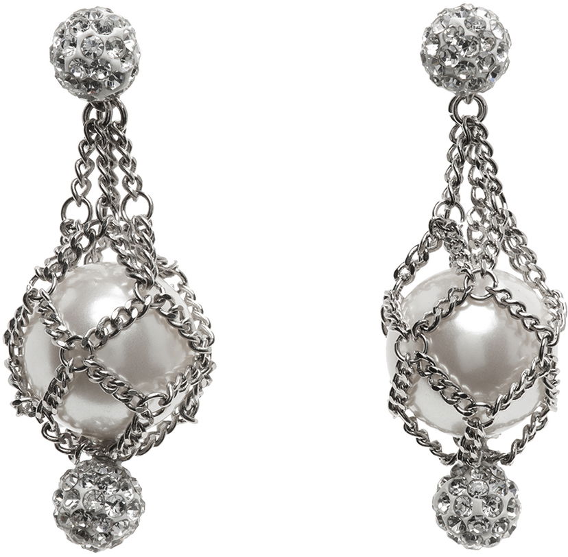 Náušnice Givenchy Pearling Crystal Earrings Šedá | BF1109F05M132