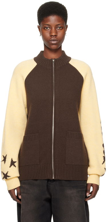 Sveter We11done We11done Zip-Up Star-Intarsia Cardigan Hnedá | WD-KJ0-24-620-U-BR, 0