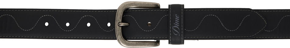 Opasok Dime Wavy Stitched Desert Leather Belt with Distressed Buckle Čierna | DIMESP2450BLK, 0