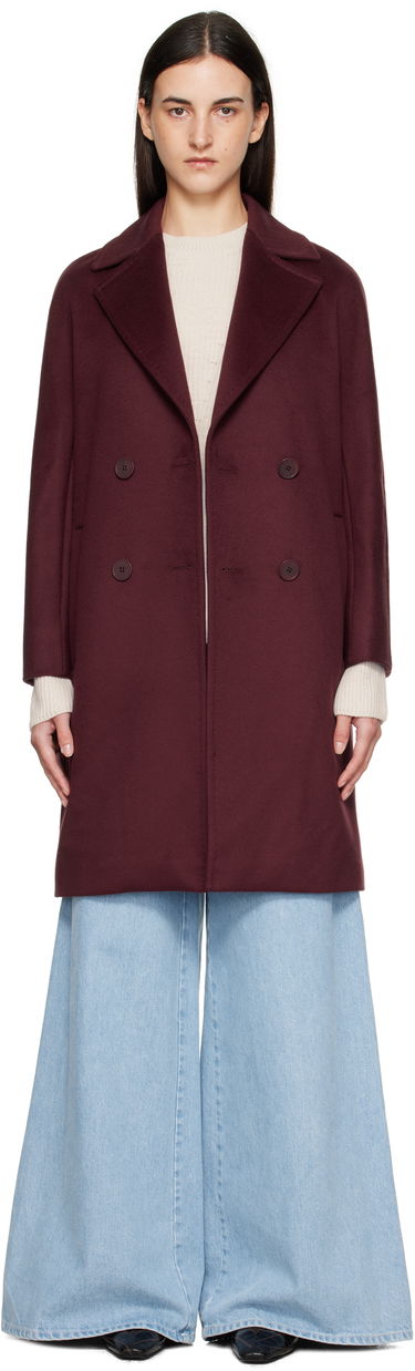Kabáty Max Mara Max Mara Agenda Double-Breasted Coat Vínová | 2526016081, 0