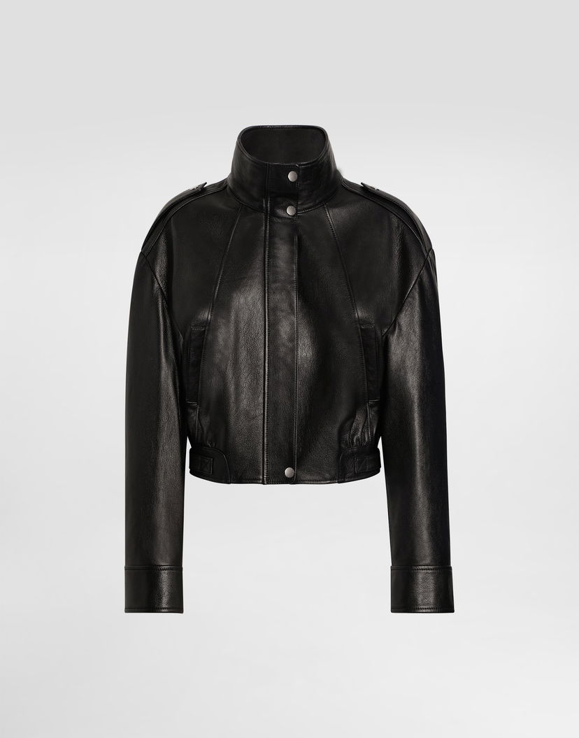 Bomber bunda Dolce & Gabbana Dolce & Gabbana Plongé Goat Leather Cropped Jacket Čierna | F9S29LHULVJN0000