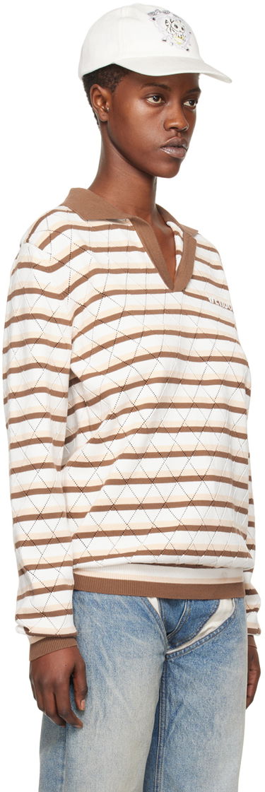 Polo tričko We11done Striped Long Sleeve Polo Béžová | WD-KT0-24-639-U-BR, 1