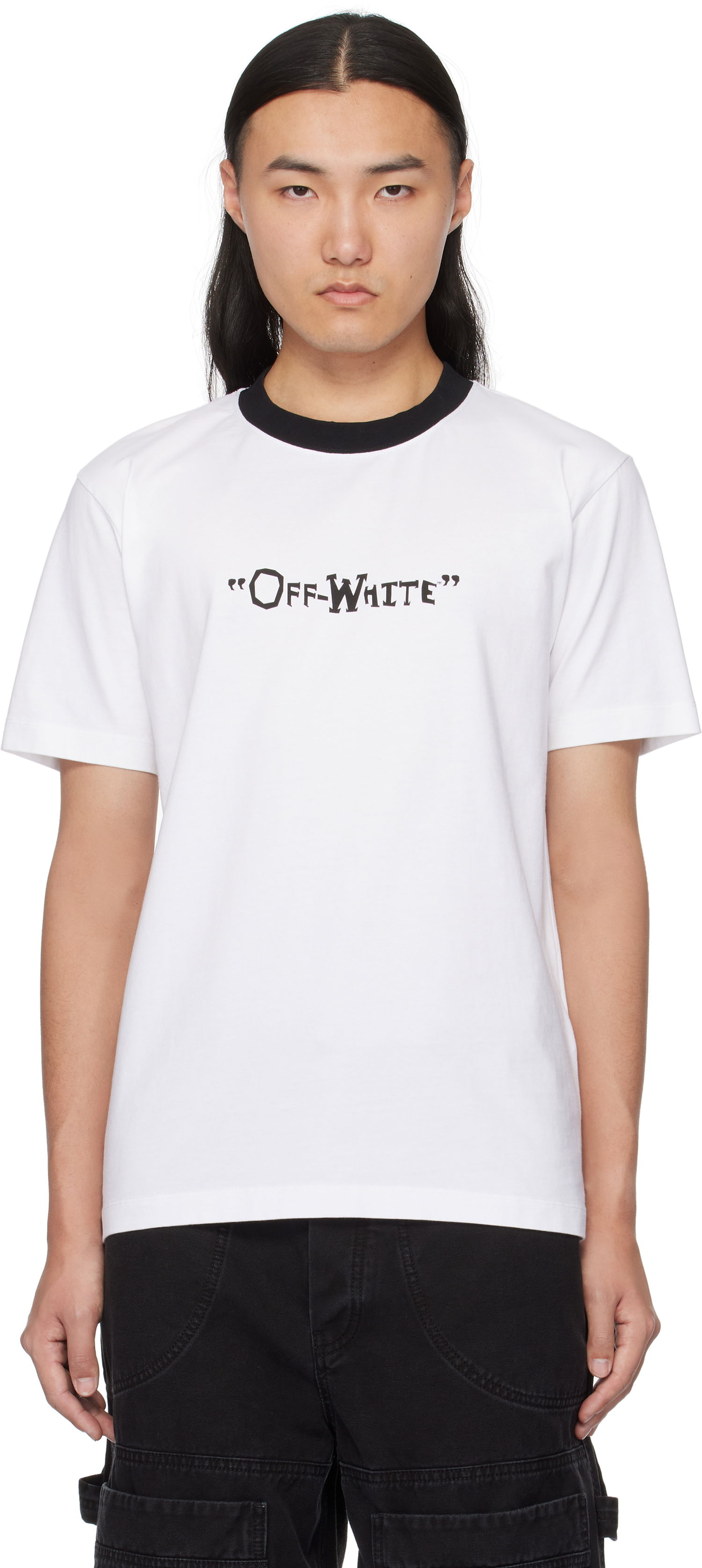 Tričko Off-White Slim Quote T-Shirt Biela | OMAA027S25JER0090110, 0