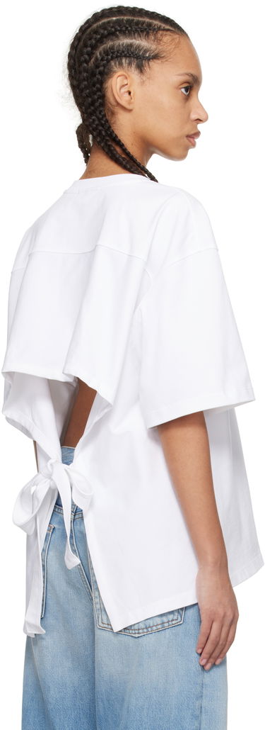 Tričko GANNI Ganni Heavy Cotton Drop Shoulder Open Back T-Shirt Biela | T4066, 2