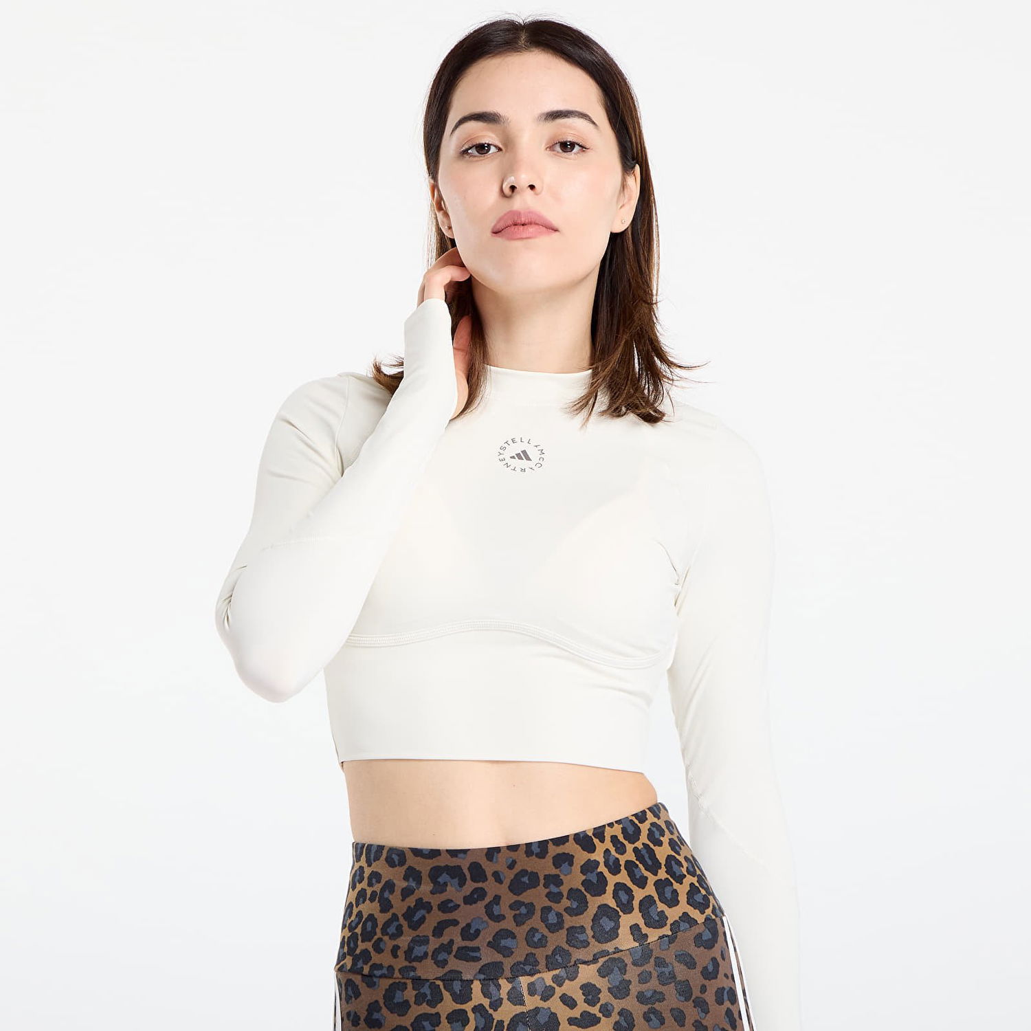 Crop Top adidas Performance Stella McCartney Training Longsleeve Crop Top Biela | JM1403, 1