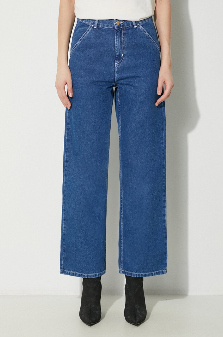 Džínsy Carhartt WIP High Waist Wide Leg Simple Pant Modrá | I031924.106, 0