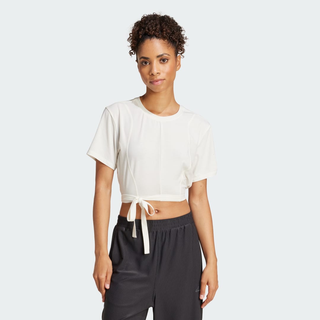 Crop Top adidas Performance Yoga Tie Crop Top Biela | JD4207, 0