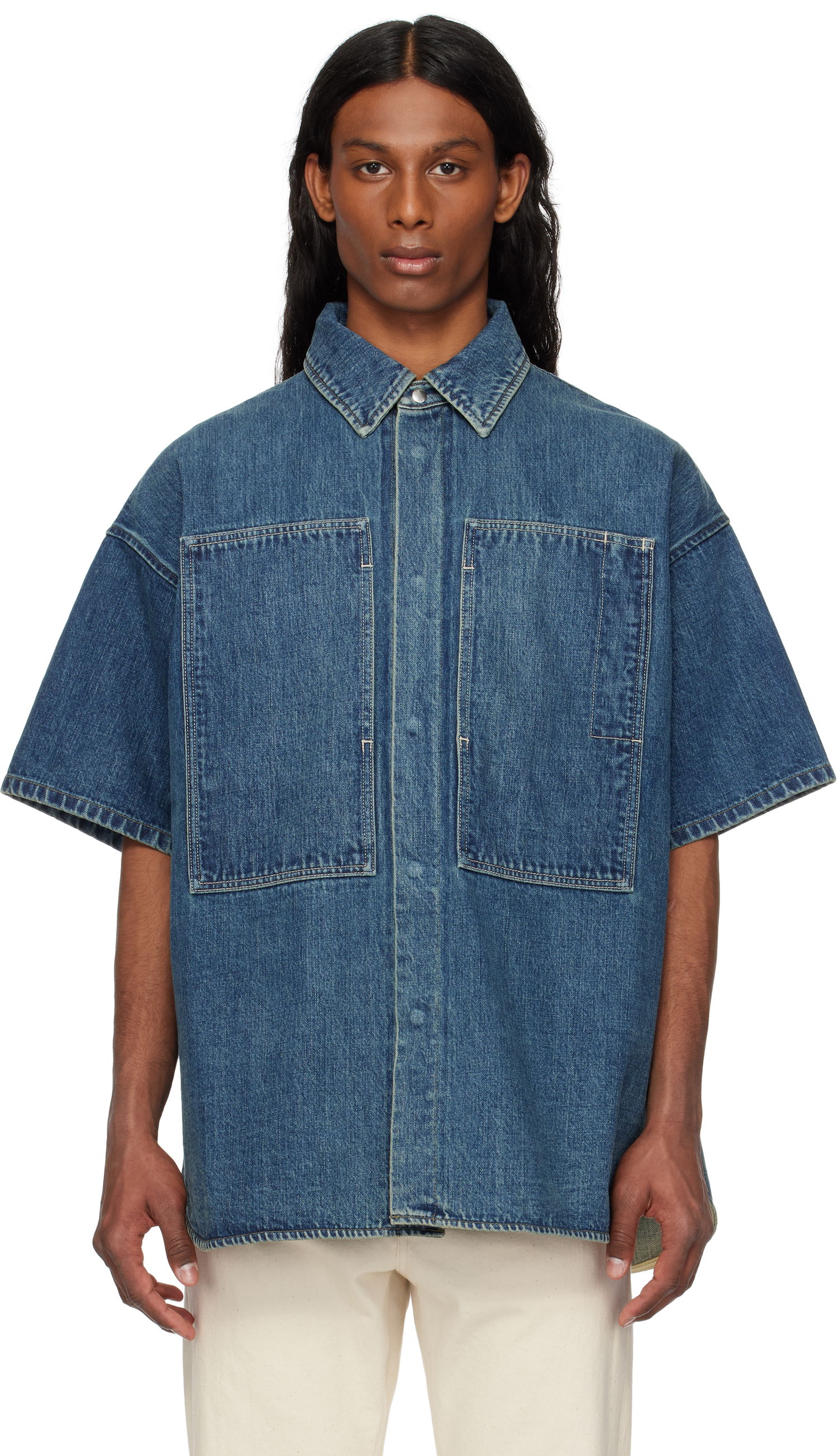 Košeľa Jil Sander Jil Sander Patch Pocket Denim Overshirt Modrá | J47DL0168_J45291, 0