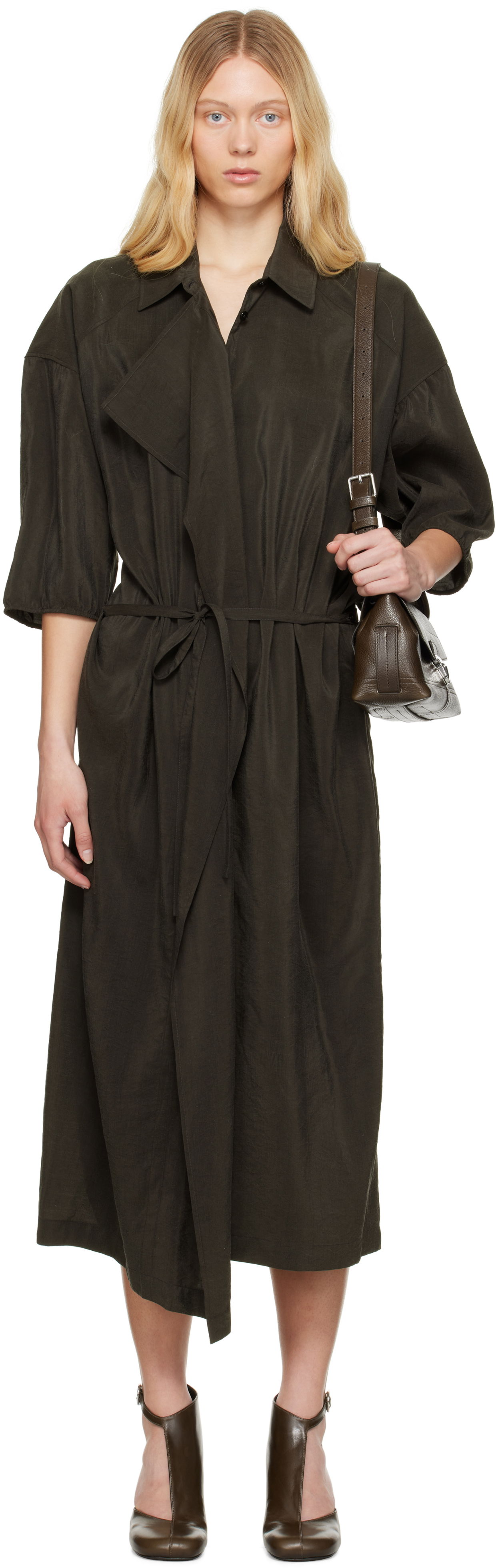 Šaty LEMAIRE Lemaire Asymmetrical Shirt Midi Dress Zelené | DR1056 LF1308, 0