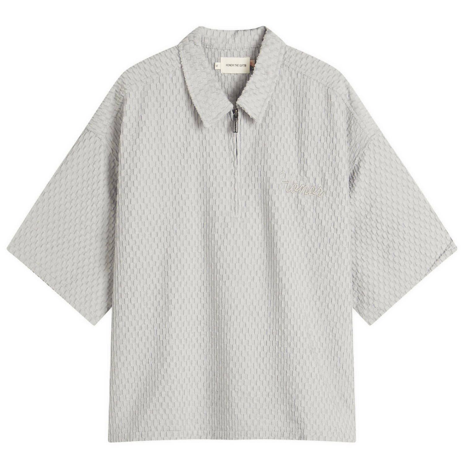 Polo tričko Honor The Gift Honor The Gift Textured Knit Zip Polo Šedá | HTG250133-GRY, 0