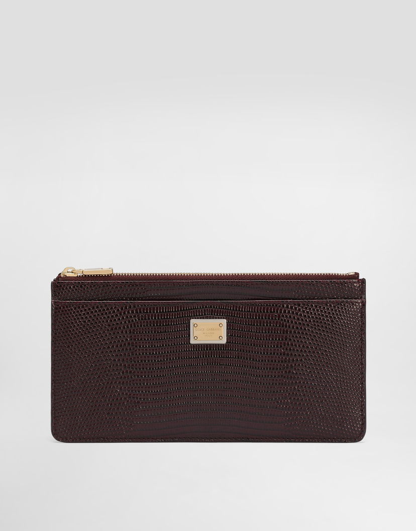 Peňaženka Dolce & Gabbana Dolce & Gabbana Iguana-Print Leather Card Holder Vínová | BI1265A109580342