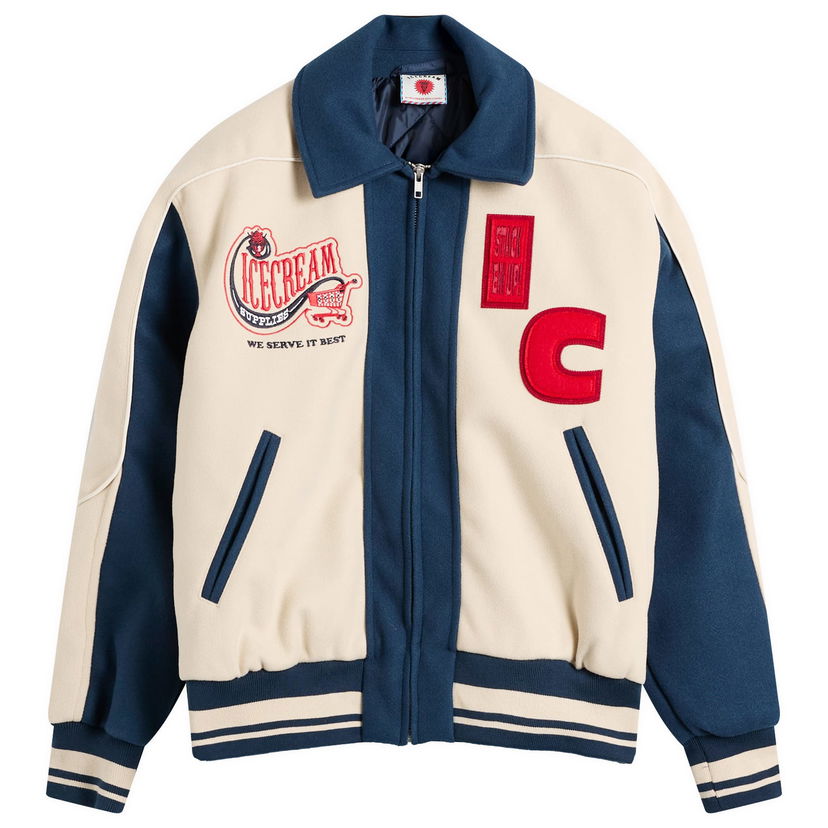Bomber bunda BBC IceCream Checkout Varsity Jacket, Size Large Béžová | IC25301-EBL