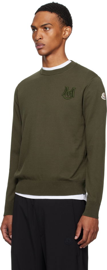 Sveter Moncler Moncler Embroidered Monogram Cotton Sweater Zelené | K20919C00013M1113, 3