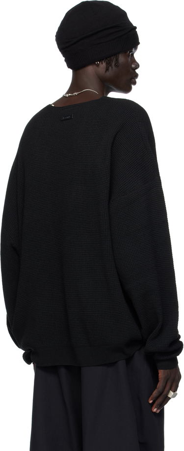 Sveter Fear of God Fear of God ESSENTIALS Waffle Knit Long Sleeve Crewneck Sweatshirt Čierna | 192SP256160F, 2