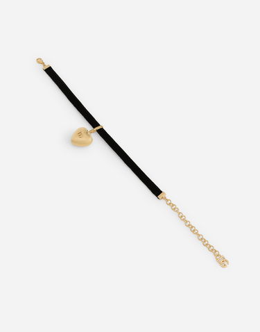 Náhrdelník Dolce & Gabbana Velvet Ribbon Necklace With Logo Heart Metalická | WNQ8S2W1111N0011, 0