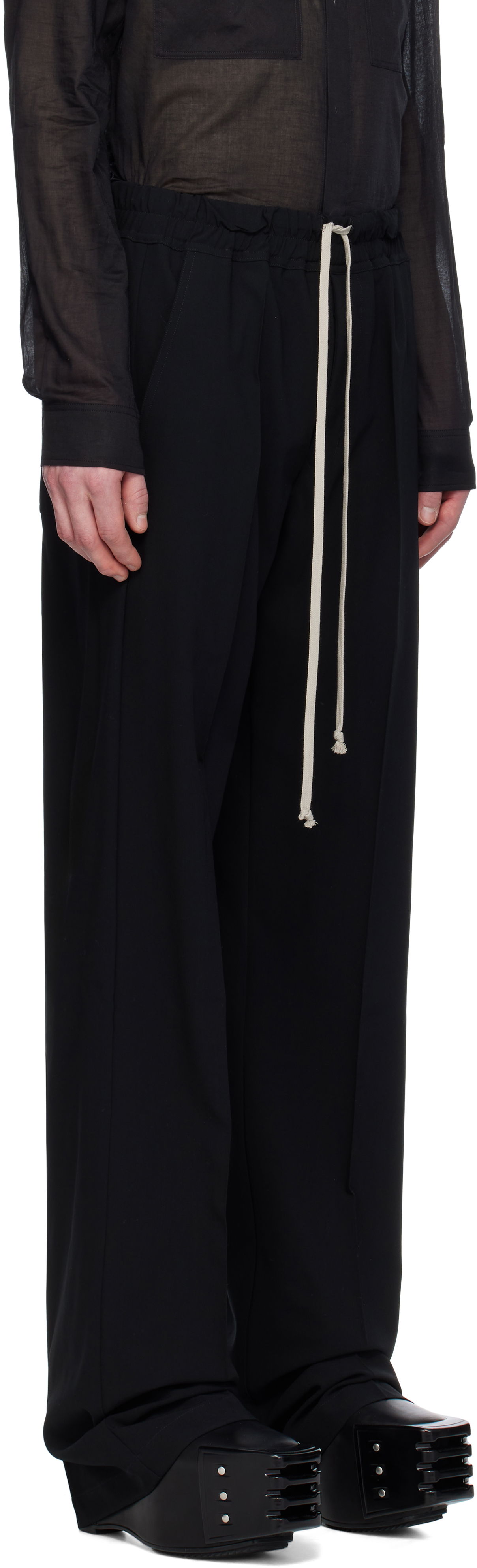 Nohavice Rick Owens Rick Owens Hollywood Dietrich Drawstring Trousers Čierna | RU01E5378 WLP, 1