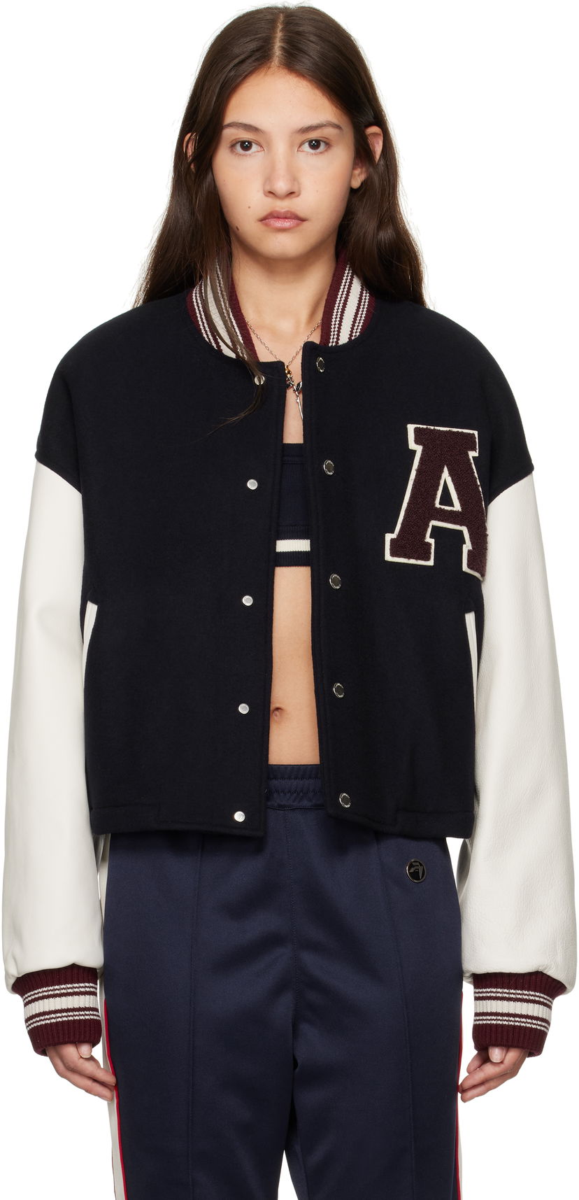 Bomber bunda Ambush Cropped Stadium Bomber Jacket Čierna | BWEK001F24FAB0014628