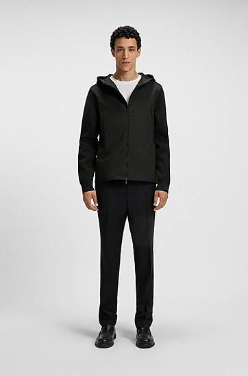 Bunda BOSS Regular-fit hooded jacket with weather protection Čierna | 50544686, 1
