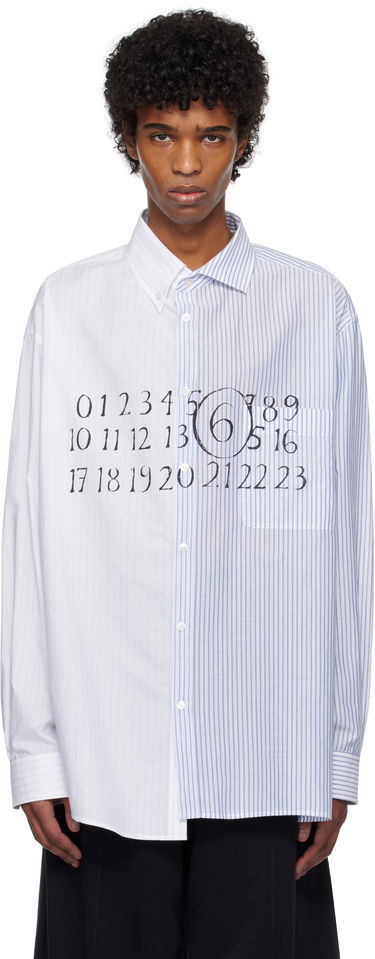 Košeľa Maison Margiela MM6 Maison Margiela Numeric Print Asymmetric Shirt Biela | SH0DT0025 MTN043, 0