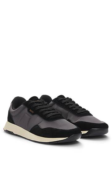 Oblečenie BOSS Mixed-Material with Suede Trims Šedá | 50536469, 0