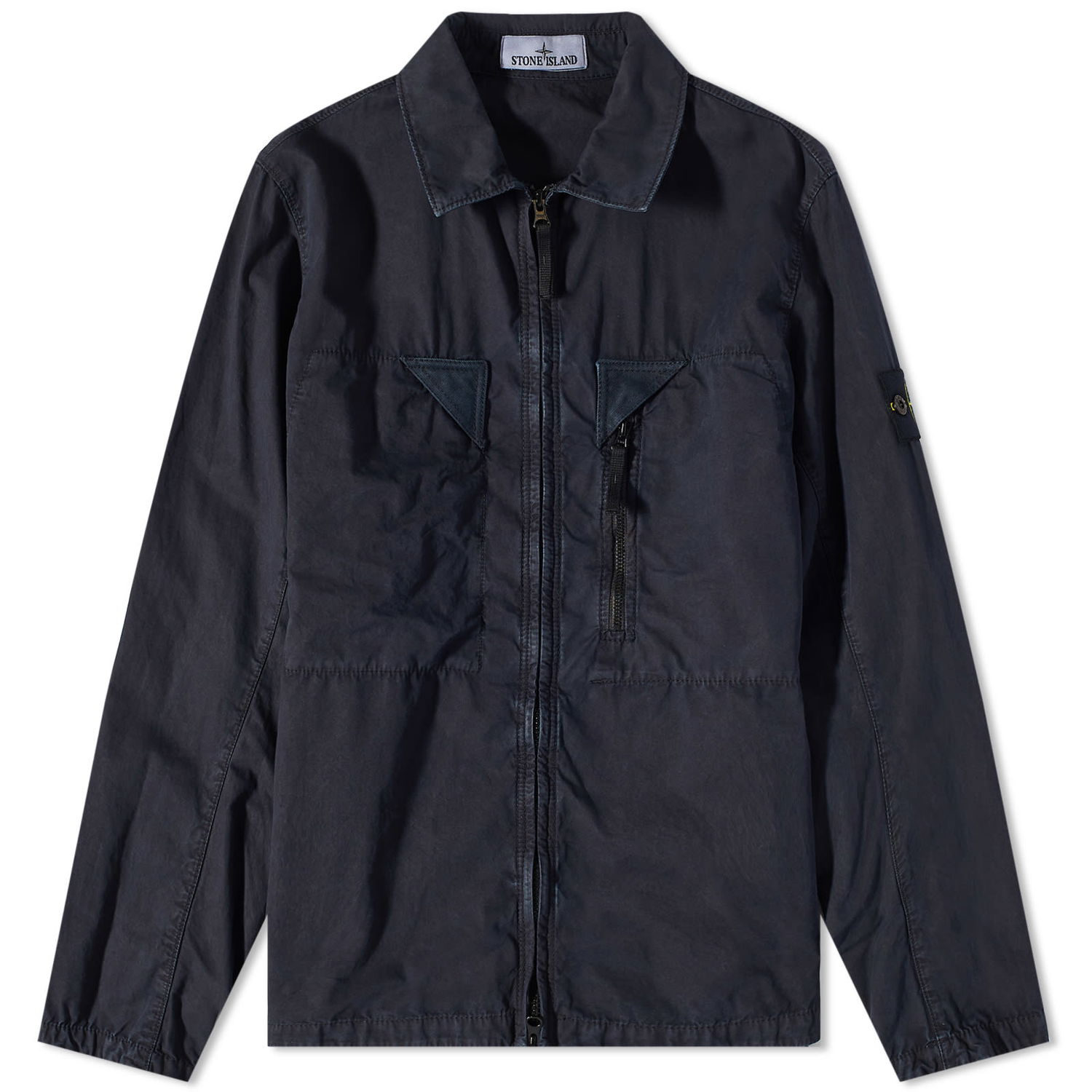 Bunda Stone Island Brushed Cotton Canvas Zip Shirt Jacket Navy | 7815106WN-V0120, 0