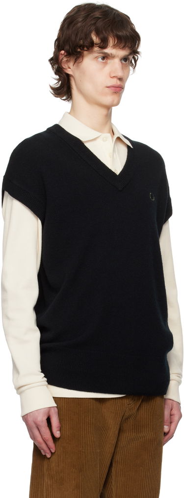 Sveter Fred Perry Fred Perry Lambswool Knit Vest Čierna | K8567, 1
