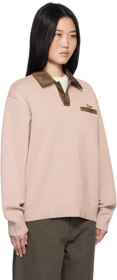 Polo tričko Dime Corduroy Collar Rugby Long Sleeve Polo Béžová | DIMEHO248MOC, 4