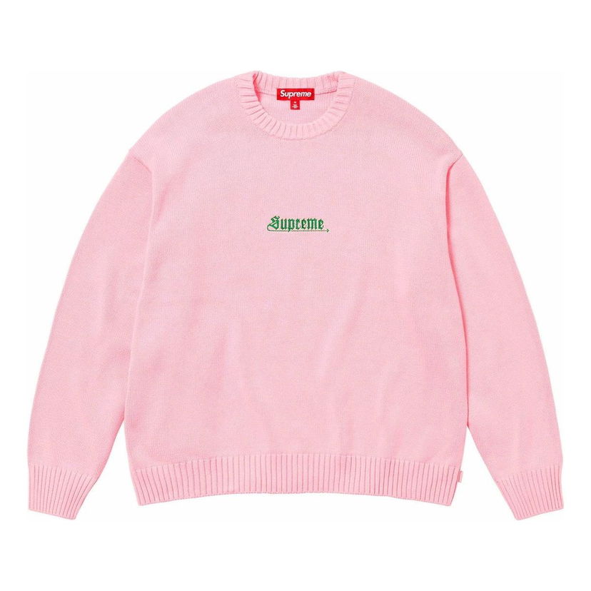 Sveter Supreme Old English Embroidered Crewneck Sweater Ružová | SUP-SS24-124