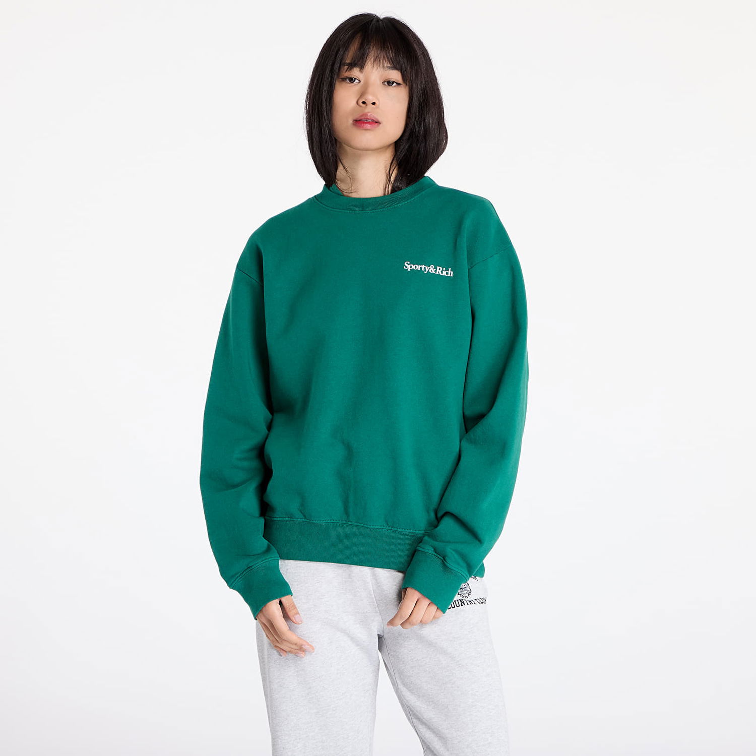 Mikina Sporty & Rich Health Is Wealth Crewneck UNISEX Alpine/ White XS Zelené | ST071516300GR03, 1