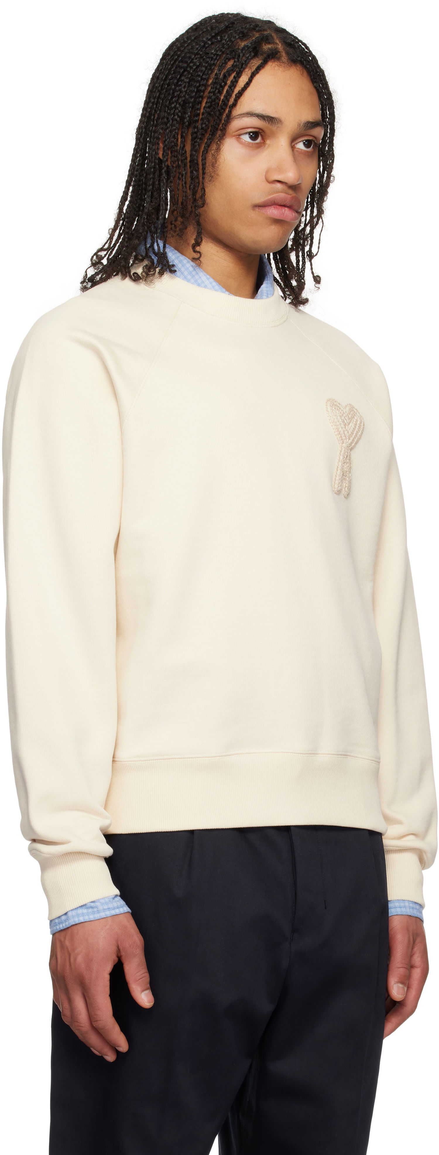 Sveter AMI AMI Paris Cotton Ami de Coeur Patch Sweatshirt Béžová | USW055.747, 1