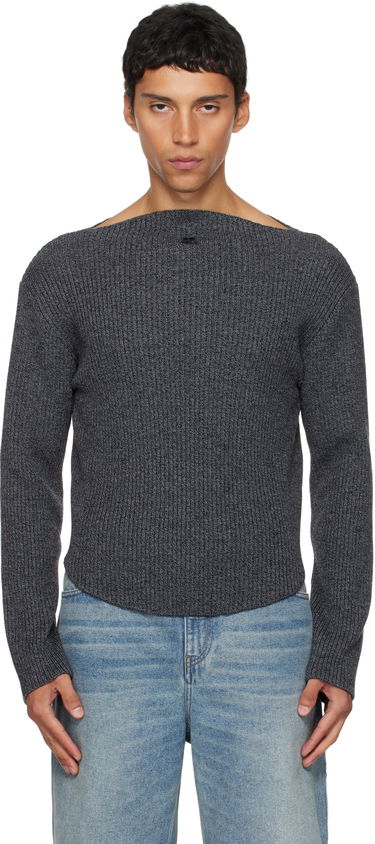 Sveter Courrèges Courrèges Boatneck Ribbed Wool Sweater Šedá | 325MPU239FI0036, 0