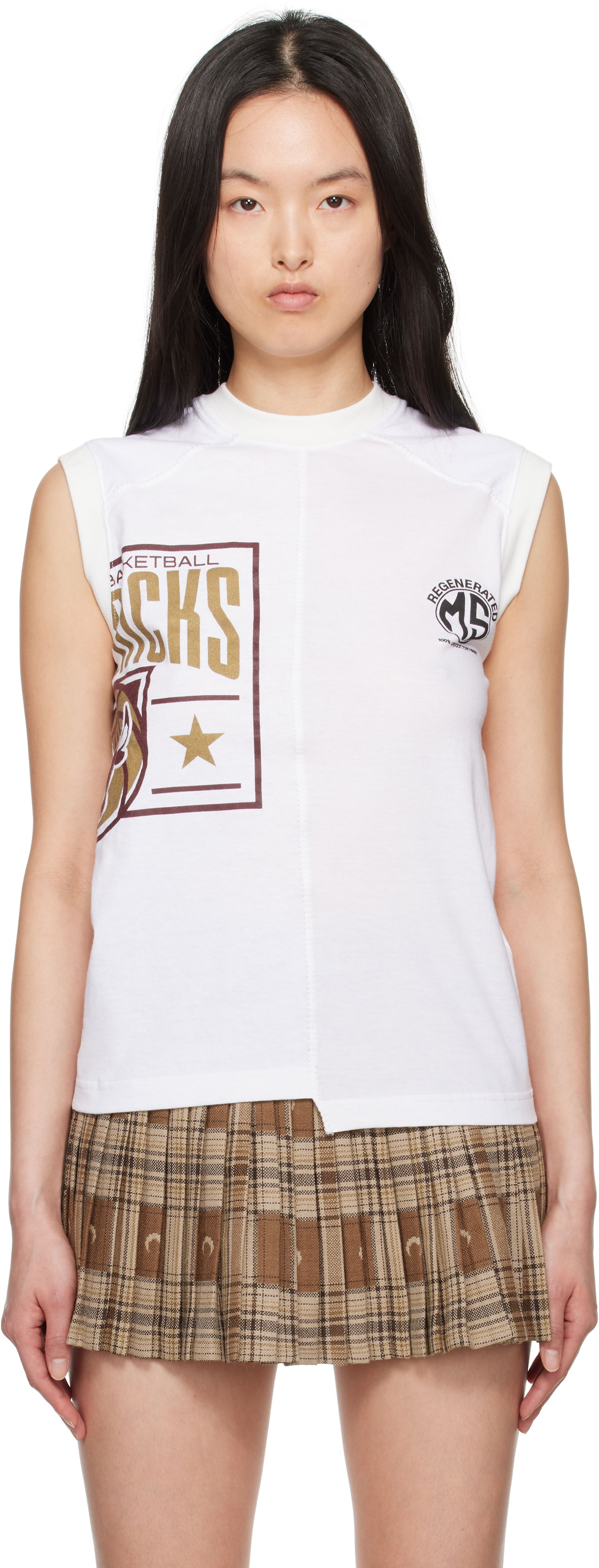 Tielko Marine Serre Marine Serre Graphic Print Tank Top Biela | MTT090A UJER0003, 0
