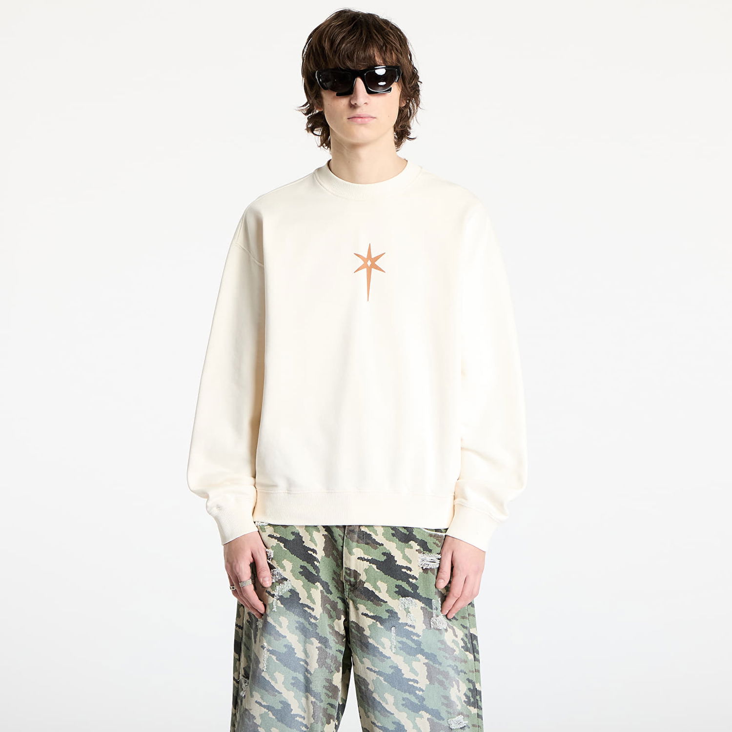 Mikina Marcelo Burlon Marcelo Burlon County Goth Boxy Crewneck Sweatshirt Béžová | CMBA09CS25FLE0026F60, 0