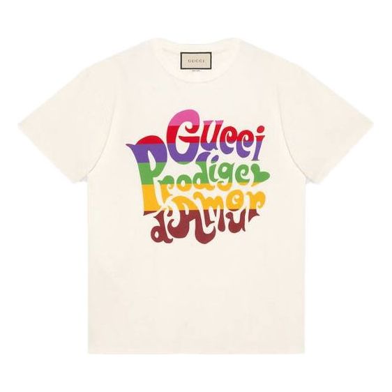 Tričko Gucci Prodige dAmour Print T-Shirt Biela | 548334-XJDAM-9095