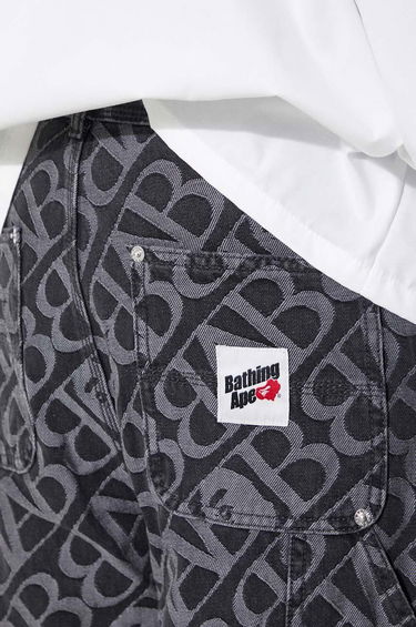 Cargo nohavice BAPE A Bathing Ape Metal One Point Double Knee Denim Work Pants Čierna | 1J80150052, 4