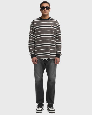 Tričko BAPE Striped Longsleeve T-Shirt Šedá | 001LTK801010MBLK, 1